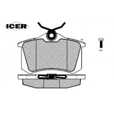 Колодки задние VAG, RENAULT, PSA (17 мм) (ICER)