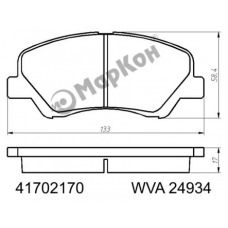 Колодки передние HYUNDAI SOLARIS, KIA RIO (MARKON)