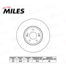 Диск тормозной передний HYUNDAI IX55, SANTA FE, KIA SORENTO, MOHAVE (321 x 28) (MILES)