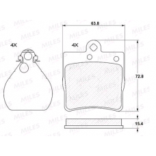 Колодки задние MERCEDES W202, W203, W210, CHRYSLER CROSSFIRE (1 штифт) (MILES)