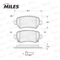 Колодки задние OPEL ASTRA G,H, MERIVA, ZAFIRA, KIA VENGA, CEED (для TRW) (MILES)