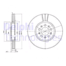 Диск тормозной передний VAG A1, A3, POLO, SKODA FABIA, OCTAVIA, RAPID, ROOMSTER (288 x 25) (DELPHI)