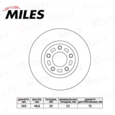 Диск тормозной передний MAZDA 3 BK,BL (2.0 - 2.5), 5 CR,CW (300 x 25) (MILES)