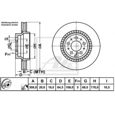 Диск тормозной задний VOLVO XC90 (02-14) 308 x 20 (ATE)