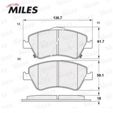 Колодки передние TOYOTA AURIS, COROLLA E15 (MILES)