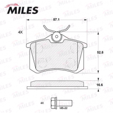 Колодки задние VAG, RENAULT, PSA (17 мм) (MILES)