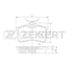 Колодки задние VAG, RENAULT, PSA (17 мм) (ZEKKERT)