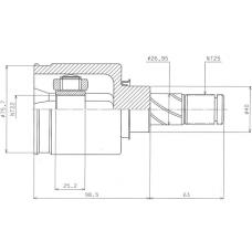 ШРУС внутренний NISSAN ALMERA CLASSIC B10, NOTE E11, TIIDA (левый) (HDK)