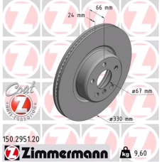 Диск тормозной передний BMW 5 (G30,F90), X3 (G01,F97), X4 (G02,F98) 330 x 24 (ZIMMERMAN)