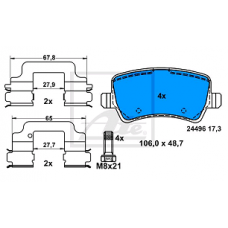 Колодки задние FORD MONDEO 4, S-MAX, GALAXY, VOLVO S80, V70, XC60, LAND ROVER (ATE)