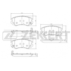 Колодки передние HYUNDAI ELANTRA XD (06 ->), TUCSON, SONATA, KIA CARENS, SPORTAGE (ZEKKERT)