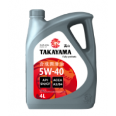 Масло моторное синтетическое 5W-40 TAKAYAMA SN/CF, A3/B4 пластик (4 л.) (TAKAYAMA)